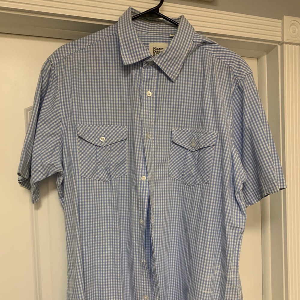 XL paper denim short sleeve button down